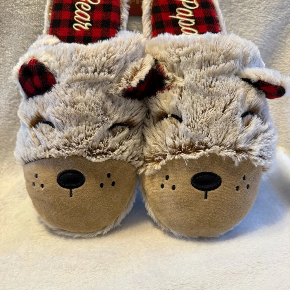 Dearfoams Men's Cozy Papa Bear‎ Slippers Washable Fuzzy New 13-14 Slip On